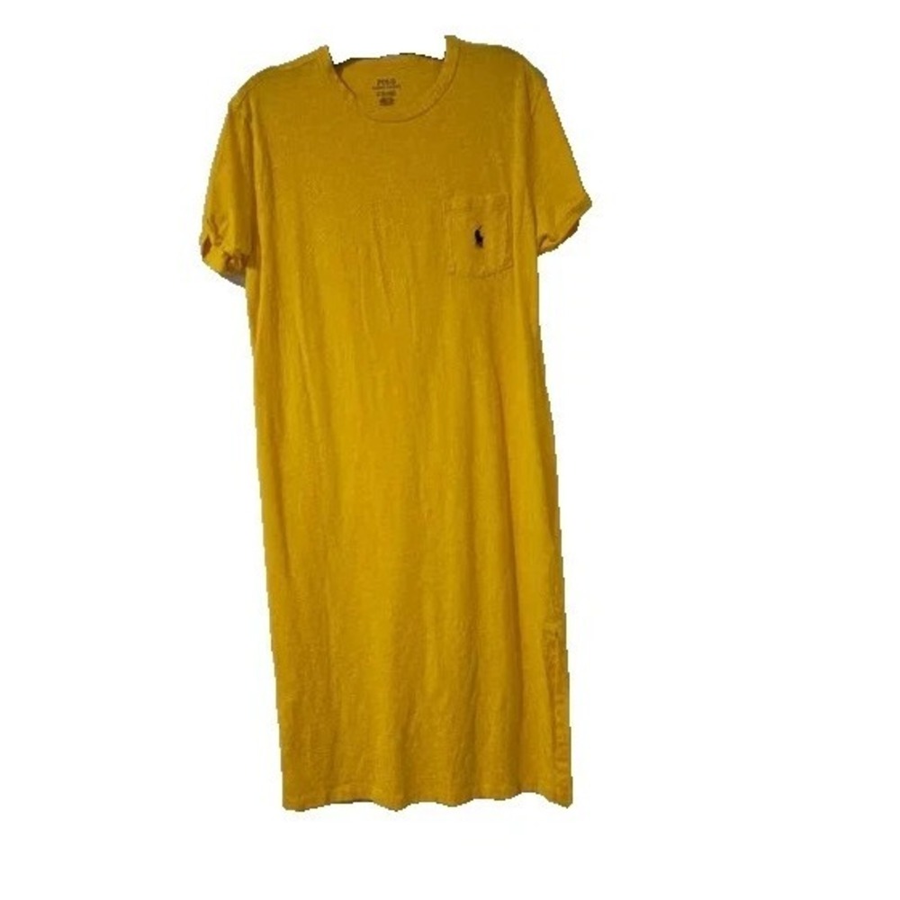 Polo Ralph Lauren‎ Y2K TShirt Dress, Women's XS, Yello Side Slits, Pockets, Logo